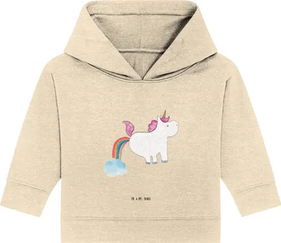 Produktbild von Mr. & Mrs. Panda Organic Baby Hoodie Einhorn Pupsen 24. - 36. Monat - Natural Raw - Geschenk, Unicorn, Kapuzenshirt, Regenbogen, Freundin, Kapuzensweatshirt, Spaß, Lustig