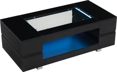 Produktbild von okwish  Couchtisch Beistelltisch Sofatisch mit LED-Beleuchtung&Bluetooth-App-Steuerung,doppelschichtiger Hochglanz-Hohldesigntisch, schwarz