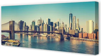 Produktbild von Leinwandbild 125x50 Wandkunst Panorama Brücke Fluss