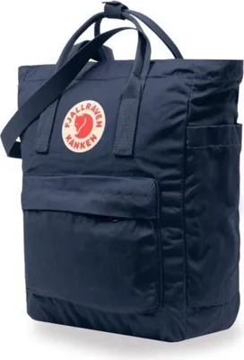 A dark blue Fjallraven Kanken Totepack is shown against a white background.