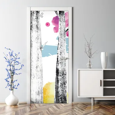 Produktbild von Dekorative Tür Wandaufkleber Wandtattoo selbstklebend Klebefolie dekoration Abstrakter Wald 77 x 200 cm