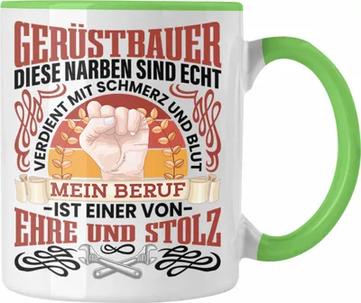 Produktbild von Trendation - Gerüstbauer Tasse Männer Spruch Geschenk Gerüstbaumeister (Grün)