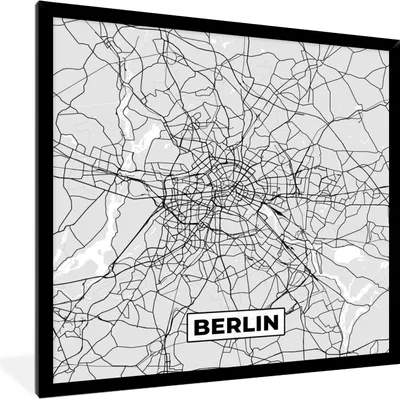 Produktbild von MuchoWow® Gerahmtes Poster Berlin - Karte - Deutschland - Stadtplan 40x40 cm - Poster mit Schwarzem Bilderrahmen Wandposter Rahmen Foto Bilder - Mit Rahmen - Wanddekoration Schlafzimmer