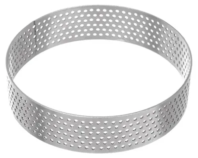 Zdjęcie produktu dla Formy do tartaletek - Perforowane pierścienie do pieczenia - Stal nierdzewna - 8 cm - Zestaw 6 sztuk - Srebrne