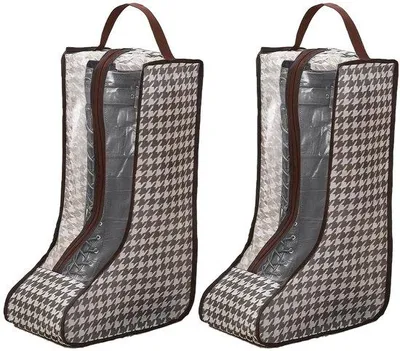 Produktbild von Ibenzoa® Faltbare Stiefeltaschen 2er-Set – transparente Schuhbeutel aus Kunststoff & Vliesstoff, 22 x 20 x 48 cm, mit Tragegriffen für Reise & Aufbewahrung