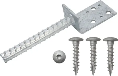 Produktbild von L - Pfostenträger 80 x 40 x 4 mm Stahl verzinkt 1 Stück - mit Pfostenschrauben