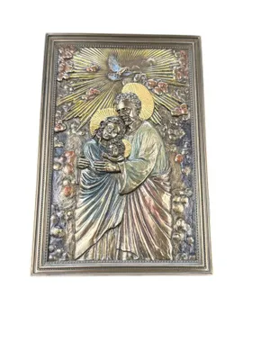 Produktbild von Heilige Familie Ikone Veronese Bronzeoptik Wandrelief religiöse Dekoration Geschenk handbemalt WU78404A42