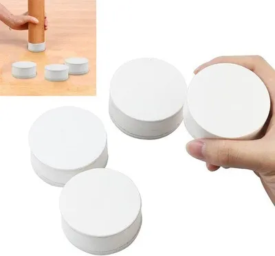 Produktbild von 4 Stück Möbelverhöher 6 cm Durchmesser weiß Kohlenstoffstahl selbstklevend