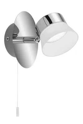Produktbild von Briloner LED Wandlampe mit Zugschalter Chrom IP44 – schwenkbare Leselampe warmweiß mit Lampenschirm