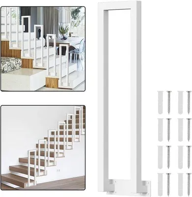 Obrázok produktu pre 85 cm, U-tvaré zábradlie pre schody, biele oceľové zábradlie, bočná montáž