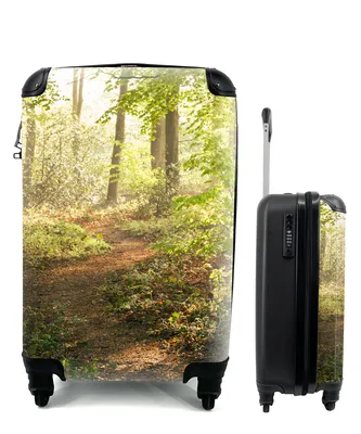 Produktbild von MuchoWow® Koffer Handgepäck Trolley Rollkoffer Kleine Reisekoffer mit 4 Rollen - Wald - Bäume - Weg - Sonne - Pflanzen - Laub - Natur - Cabin Size < 55x40x23 cm & 55x40x20 cm - Fotokoffer - Kabinenkoffer - Boardgepäck - Reise-Box - Reisekoffer - Reisegepäck - Koffer mit Bild - Trolley für Kinder