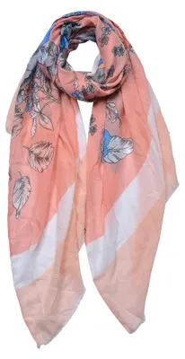 Productafbeelding van Clayre & Eef, dameschal met bloemenprint, 85x180 cm, roze, synthetisch materiaal
