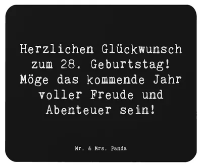 Produktbild von Mr. & Mrs. Panda Mauspad Spruch 28. Geburtstag - Schwarz - Geschenk, Mousepad, Lachen, laptop, Meilenstein, Happy Birthday, unvergessliche Abenteuer, pc, Mouse Pad