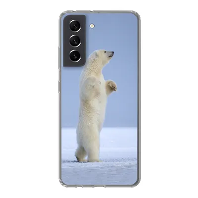 Produktbild von MuchoWow® Handyhülle Schutzhülle Hülle für Samsung Galaxy S21 FE Eisbär - Lustig - Schnee - Kinder - Jungen - Mädchen - Kind Silikon Softcase Handy Hülle - Mobiltelefonhülle
