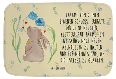 Produktbild von Mr. & Mrs. Panda Badezimmerteppich Hase Blume - Blumig - Geschenk, Kindergeburtstag, Taufe, Geburtstag, Badezimmer Matte, Ostern, duschmatte, Duschvorleger, Geburt