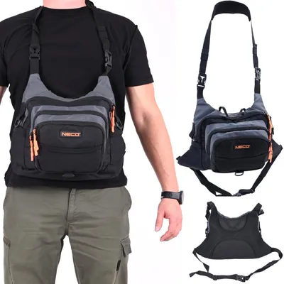 Zdjęcie produktu dla NECO torba wędkarska biodrowa 7L – kompaktowa torba spinningowa z pianką i kieszeniami – 35x23,5x12 cm