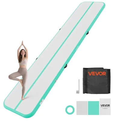 Immagine prodotto di Tappetino da yoga gonfiabile, tappetino per ginnastica - 500x100x10 cm, colore verde menta - Pompa d'aria elettrica da 600W - Materiale composito in PVC