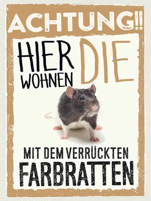 Produktbild von vianmo Holzschild 40x30 cm Tiere Achtung hier Farbratten Tier Haustier