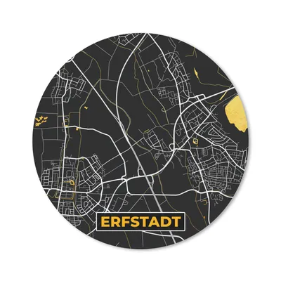 Produktbild von MuchoWow® Mauspad Mousepad Schwarz und Gold - Stadtplan - Erfstadt - Deutschland - Karte 50x50 cm - Mousepads - Maus Mat - Pad - Mausunterlage - Vinyl
