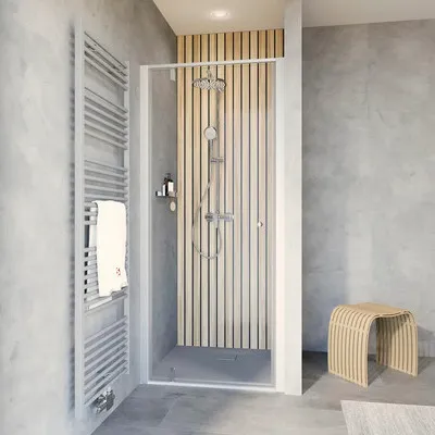 Produktbild von Duschtür in Nische mit Drehtür SCHULTE Trend 2.0 ExpressPlus 90 cm Profil aluminium Klarglas Schmutzabweisende Glasbesch
