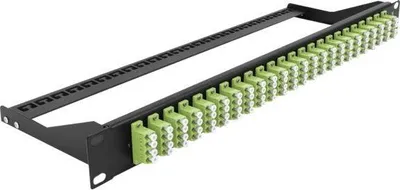 Produktbild von DeLOCK 19″ LWL Patchpanel 24 Port LC Quad lindgrün, Faser, LC, Grün, Rackeinbau, 1U, 482,6 mm