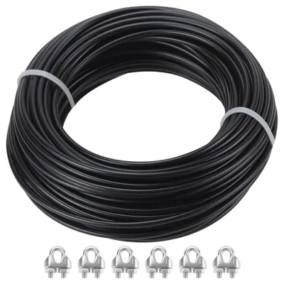 Imagen del producto de Cable de acero de 3 mm x 20 metros, acero inoxidable, con revestimiento , para jardines y cercas