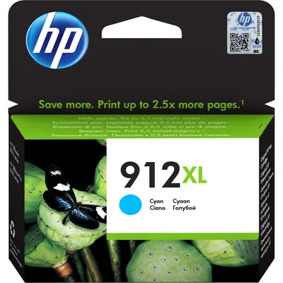 Obrázek produktu pro HP 912XL Azurová originální inkoustová kazeta s vysokou výtěžností, Vysoká (XL) výtěžnost, Azurová, Inkoust na pigmentové bázi, 8,5 ml, 1 kusů, Balení po jednom