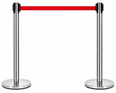 Produktbild von Absperrpfosten 2er Set mit Zugband und Edelstahlständer