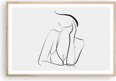 Produktbild von Gerahmtes Poster - Rahmen in heller Eiche - Frau Linien Minimalismus - 91,5x61 cm - Wand Bild - Wanddeko - Wandbilder - Kunstposter - Wandposter - Bilderrahmen - Bilder - Kunstdruck - P2NAA91x61-4488