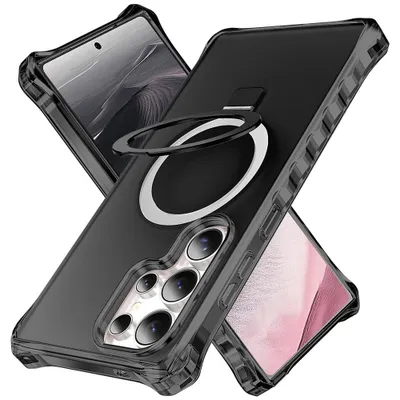 Produktbild von Samsung Galaxy S24 Ultra Hülle - Coverup ShockProof TPU Back Cover mit MagSafe Compatible Ring Kickstand - Schwarz