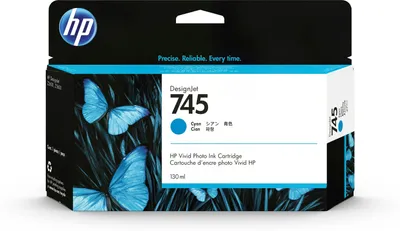 Produktbild von HP 745 - 130 ml - Cyan - original - DesignJet - Tintenpatrone - für DesignJet Z2600 PostScript, Z5600 PostScript