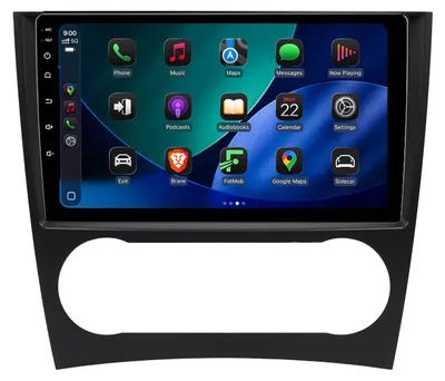 Obrázok produktu pre 9'' Android autorádio 128 GB pre Mercedes C-Class W203 Facelift 2004–2007 Carplay Android Auto navigácia Bluetooth