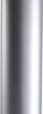 A close-up, studio shot of a cylindrical object with a brushed metal finish.