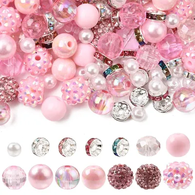 Produktbild von 200 Stück Rosa Perlen Set für DIY Schmuck