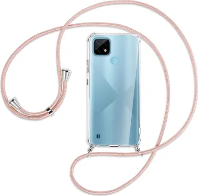 Produktbild von Handykette Backcover-Schutzhülle mit Band (Metall silberfarben) für Realme C21 (RMX3201) - roségold