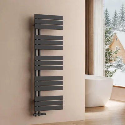 Immagine prodotto di S'AFIELINA 1320x400mm Radiatore da bagno Radiatore per asciugamani Radiatore a pannello piatto per bagno Attacco laterale antracite 570 Watt
