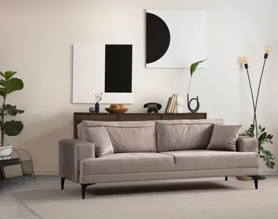Produktbild von Hanah Home, Astana 3 Seater- Beige, 3-Sitzer-Sofa, BUCHENHOLZ / SPANPLATTEN, Beige, 100 x 234 x 78 cm