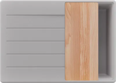 Produktbild von PRIMAGRAN Spülbecken Grau 70x50cm, Granitspüle 1 Becken + Ablauf-Set + Schneidebrett, Küchenspüle ab 40er Unterschrank - Kopenhagen