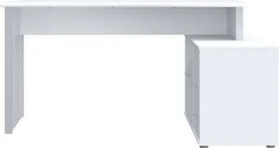 Produktbild von Eckschreibtisch >TEMPRA2< 3 Schübe, 2 Türen, weiss - 120,6x74,9x151,4cm (B/H/T)