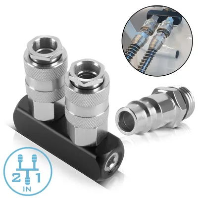 Produktbild von STAHLWERK 2-fach Druckluft-Verteiler bis 35 bar mit Schnellkupplung 1/4 Zoll