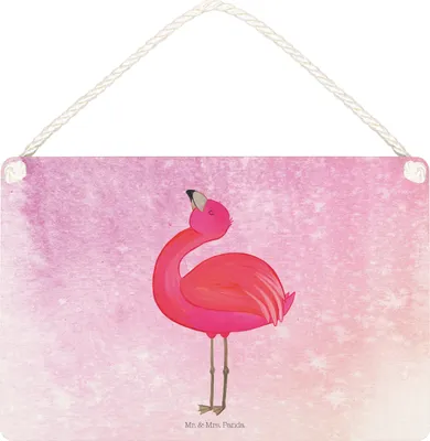 Produktbild von Mr. & Mrs. Panda Schild Flamingo Stolz DIN A5 - Aquarell Pink - Geschenk, wandtafel, Rosa, Mama, Türschild, Tochter, Holzschild, kleine aufmerksamkeit, Freundin, holzbild