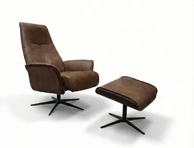 Produktbild von KAWOLA Relaxsessel FERREIRA Drehsessel Lederfaserstoff cognac mit Hocker