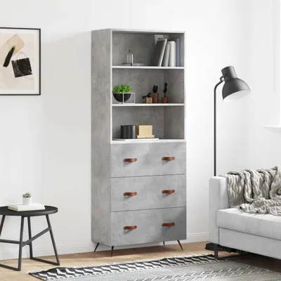 Produktbild von vidaXL Highboard Betongrau 69,5x34x180 cm Holzwerkstoff