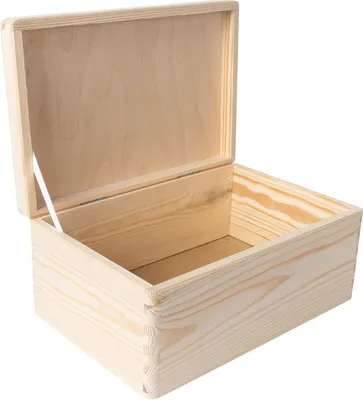 Obrázok produktu pre Creative Deco Drevená škatuľa s vekom Strieborné pánty | 30 x 20 x 14 cm (+/-1 cm) | Veľká drevená škatuľa na suveníry s vekom Nelakovaná škatuľa