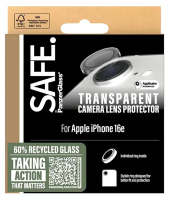 Produktbild von PanzerGlass SAFE. by ® Kameraschutz Transparent iPhone 17e | 16e, Apple, Apple - iPhone 16e, Apple - iPhone 17e, Trockene Anwendung, Kratzresistent, Schockresistent, Transparent, 1 Stück(e)