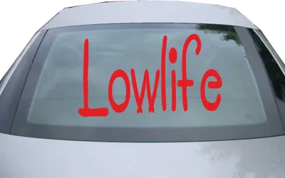 Produktbild von Indigos UG - Aufkleber Heckscheibe & Motorklappe DE2206 - rot - 600x347 mm - Lowlife - Auto Scheiben Fenster Heckklappe Tuning Racing JDM - Die cut
