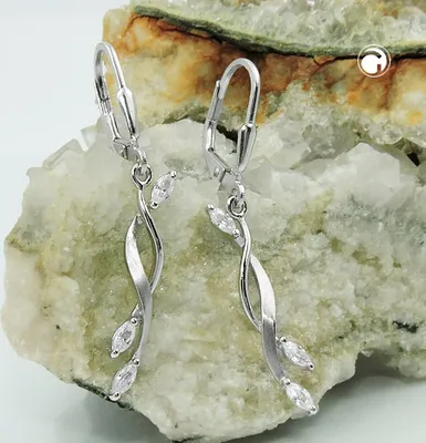 Produktbild von Ohrbrisur Ohrhänger Ohrringe 40x5mm Zirkonia matt-glänzend rhodiniert Silber 925
