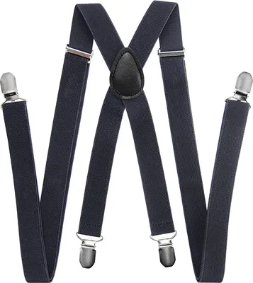 Immagine prodotto di axy® Bretelle da uomo grigio scuro con 4 robuste clip a forma di X lunghezza regolabile abito da sposa-business