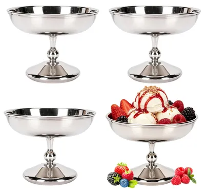 Image de Lot de 4 coupes à glace, capacité de 180 ml, en acier inoxydable