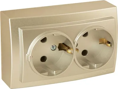 Produktbild von Doppelsteckdose Gold Metall Optik – Aufputz IP20 für Innen – THEMIS